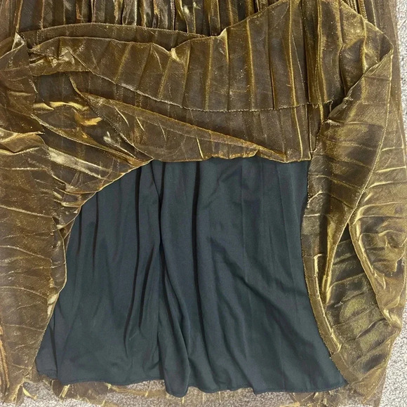 WINDSOR MAXI LONG SKIRT GOLD AND BLACK FOIL PLEATED STRETCH HOLIDAY SIZE MEDIUM - Picture 5 of 11